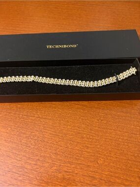 Technibond Gold and Silver Crystal Tennis Bracelet